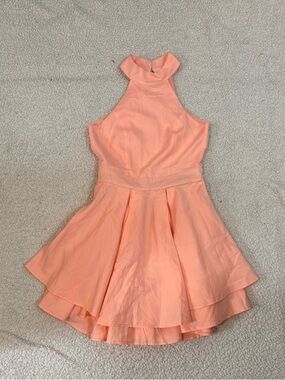 Lulu's Peach Halter Layered Skater Dress